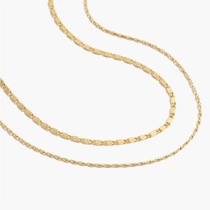 NWT MADEWELL Two-Piece Chain Necklace Set in Vintage Gold
